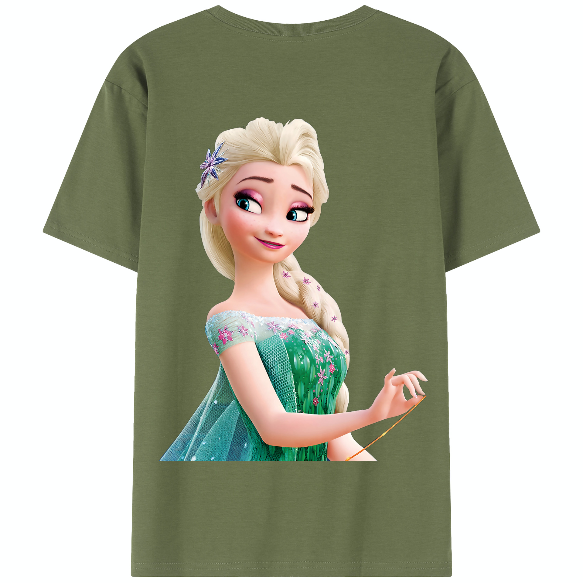 （画像用） アナと雪の女王 アンナ エルサ Frozen Anna Elsa 綿100％半袖Tシャツ（背面プリント）